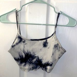 Black & White Tie-Dye Cropped Tank